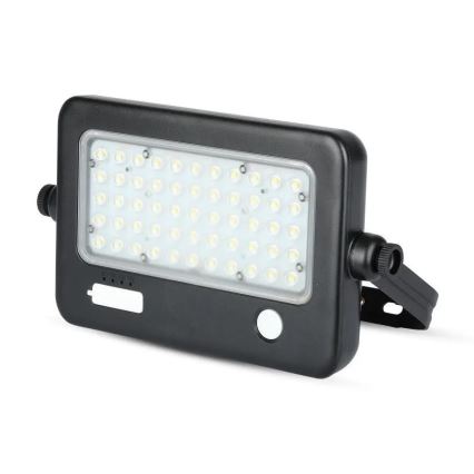 Soldrevet LED projektør dæmpbar med sensor LED/10W/3,7V 4000K IP65 7200 mAh + USB-port