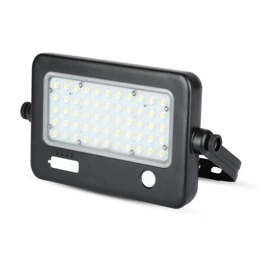 Soldrevet LED projektør dæmpbar med sensor LED/10W/3,7V 4000K IP65 7200 mAh + USB-port