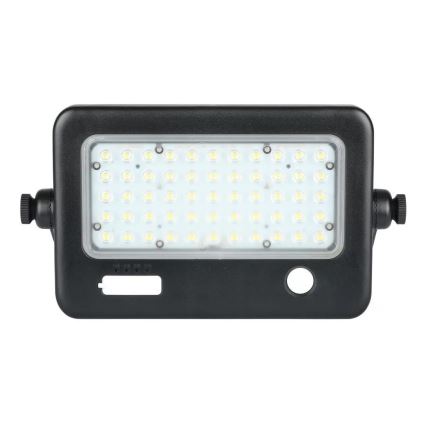 Soldrevet LED projektør dæmpbar med sensor LED/10W/3,7V 4000K IP65 7200 mAh + USB-port