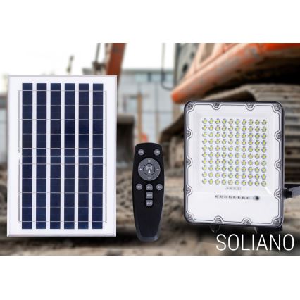 Soldrevet LED projektør dæmpbar LED/100W/3,2V 4500K IP65 sort + fjernbetjening