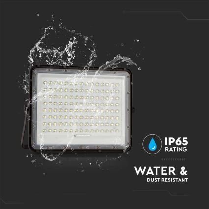 Soldrevet LED projektør LED/200W/3,2V 4000K sort IP65 + fjernbetjening