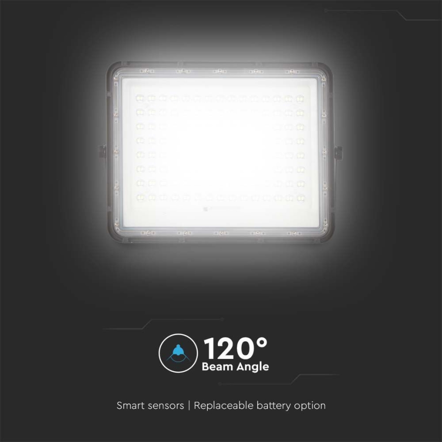 Soldrevet LED projektør LED/20W/3,2V 6400K sort IP65 + fjernbetjening