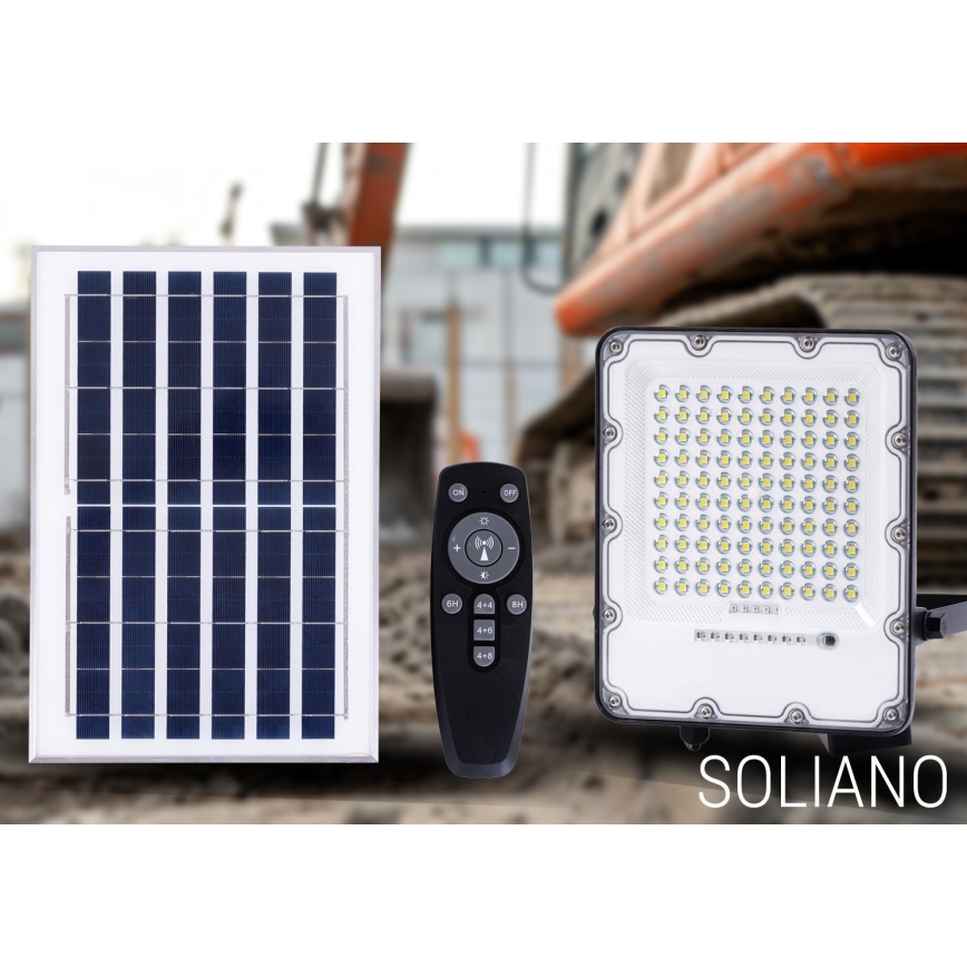 Soldrevet LED projektør dæmpbar LED/50W/3,2V 4500K IP65 sort + fjernbetjening