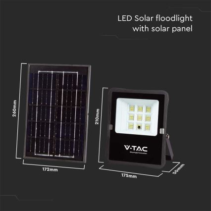 Soldrevet LED projektør LED/6W/3,2V 4000K IP65 5000 mAh + fjernbetjening