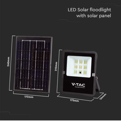 Soldrevet LED projektør LED/6W/3,2V 6400K IP65 + fjernbetjening