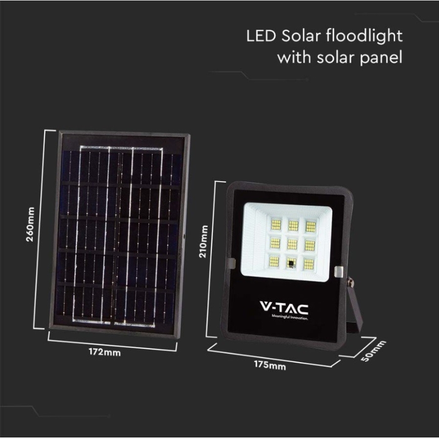 Soldrevet LED projektør LED/6W/3,2V 6400K IP65 + fjernbetjening