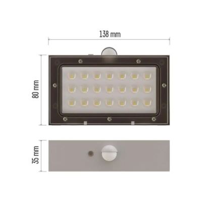 Soldrevet LED projektør med bevægelsessensor LED/3,7V 1200mAh 4000K IP65 hvid