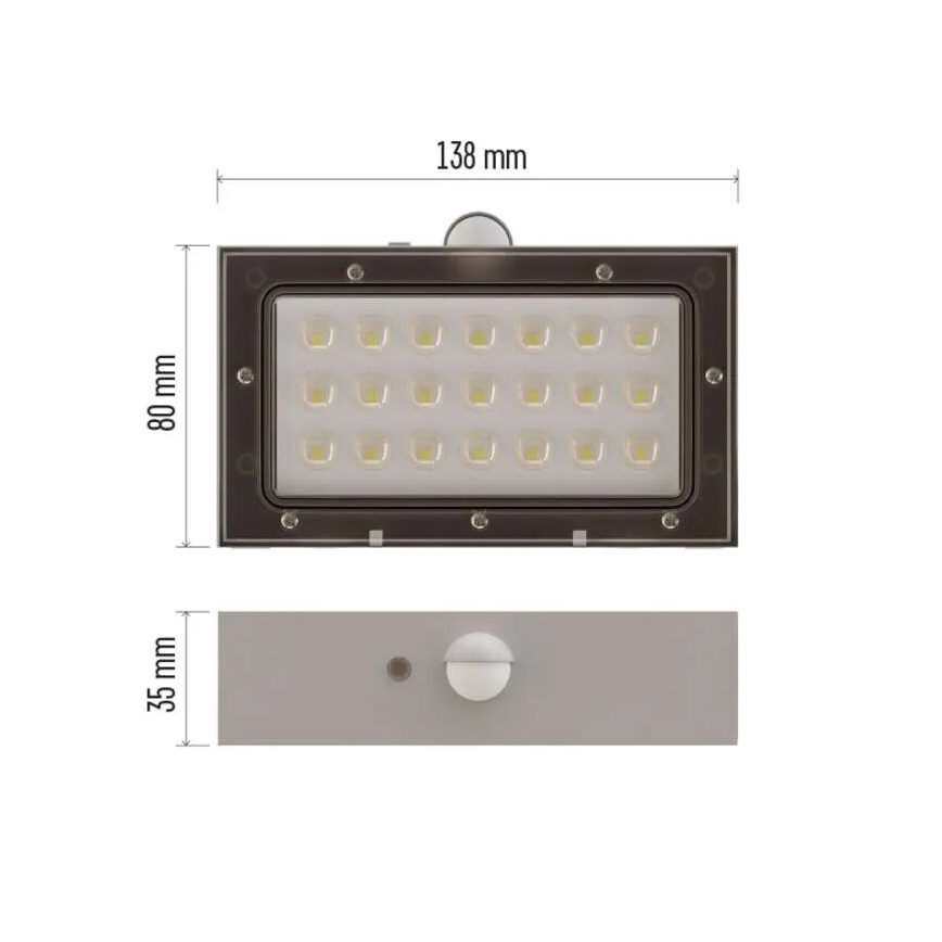 Soldrevet LED projektør med bevægelsessensor LED/3,7V 1200mAh 4000K IP65 hvid