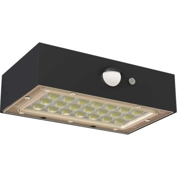 Soldrevet LED projektør med bevægelsessensor LED/3,7V 1200mAh 4000K IP65 sort