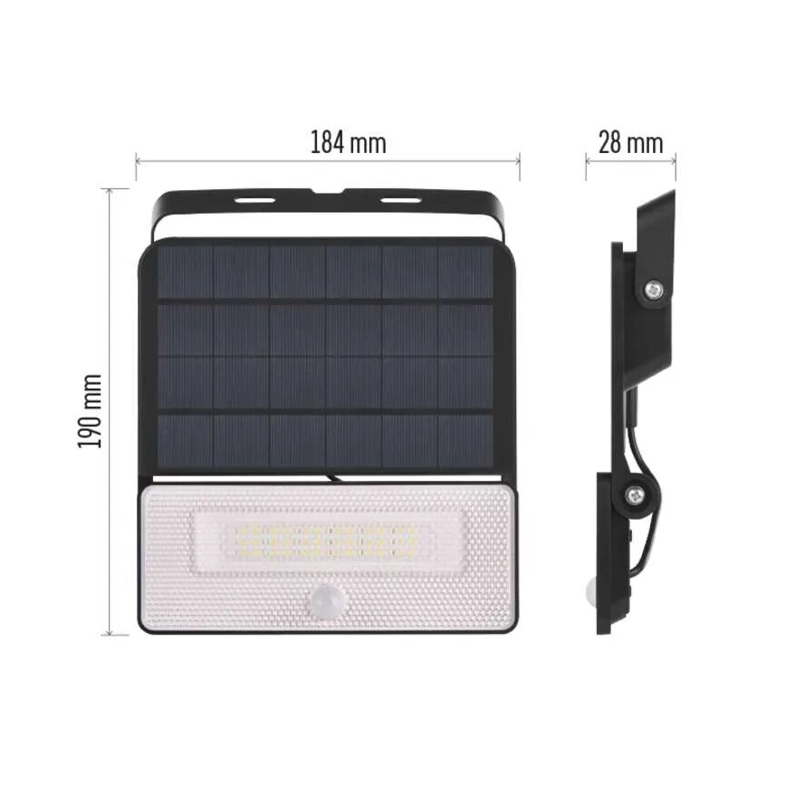 Soldrevet LED projektør med bevægelsessensor LED/3,7V 3600mAh 4000K IP54