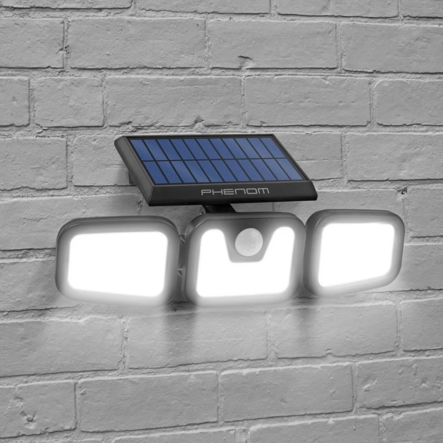 Soldrevet LED projektør med sensor 3xLED/3,3W/5V IP65 2400 mAh