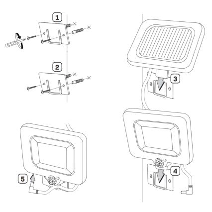Soldrevet LED projektør med sensor DUO LED/1W/3,7V 1200 mAh IP44