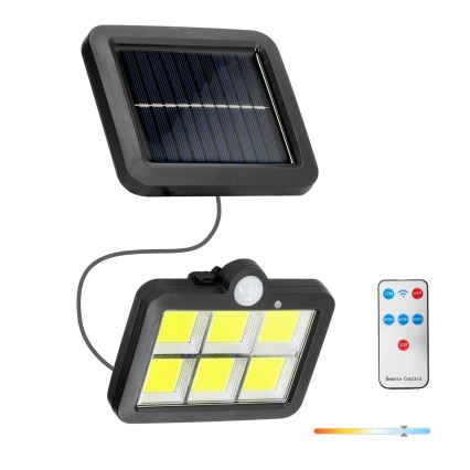 Soldrevet LED projektør med sensor LED/1,5W/3,7V 6000K IP44 1200 mAh