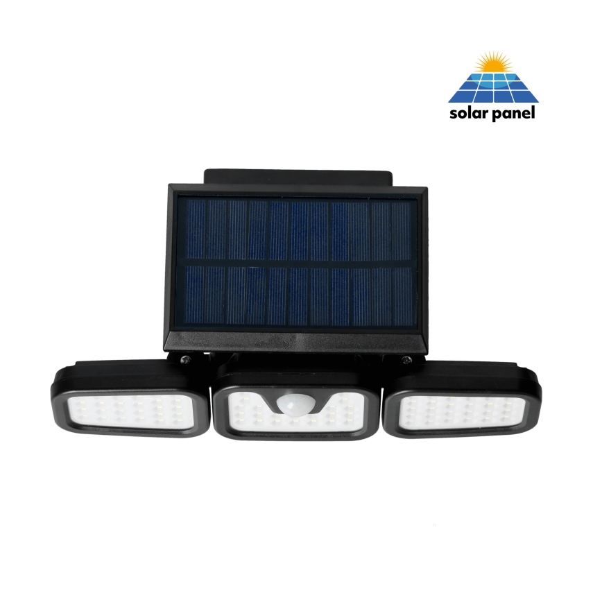Soldrevet LED projektør med sensor LED/1,5W/3,7V 6000K IP44 2400 mAh