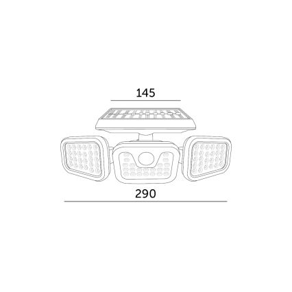 Soldrevet LED projektør med sensor LED/1,5W/3,7V 6000K IP44 2400 mAh