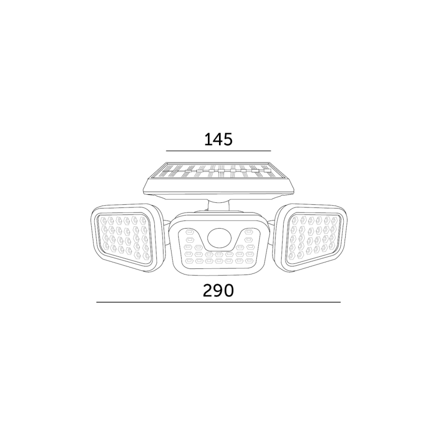 Soldrevet LED projektør med sensor LED/1,5W/3,7V 6000K IP44 2400 mAh