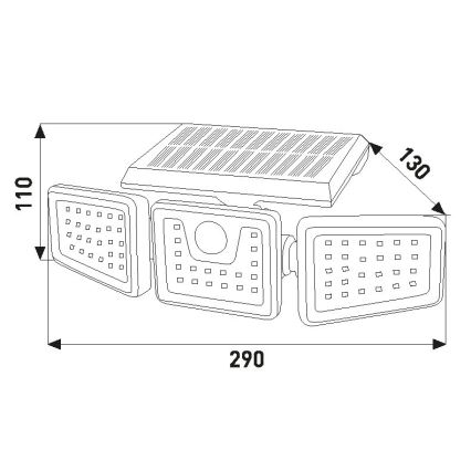 Soldrevet LED projektør med sensor LED/14W/3,7V 1800 mAh IP54