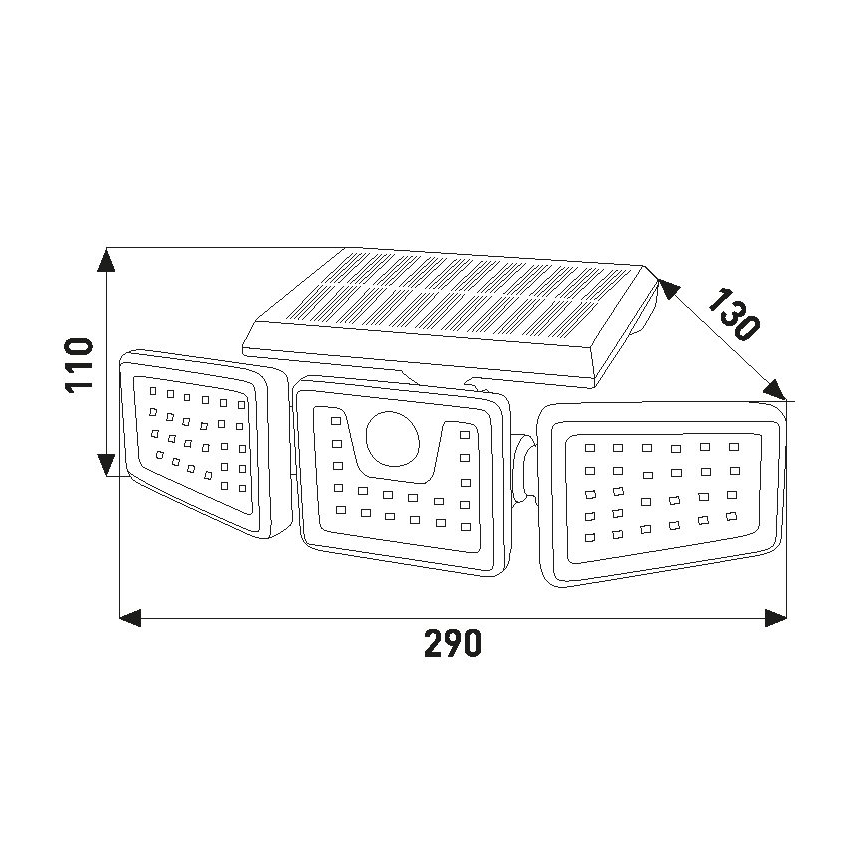 Soldrevet LED projektør med sensor LED/14W/3,7V 1800 mAh IP54