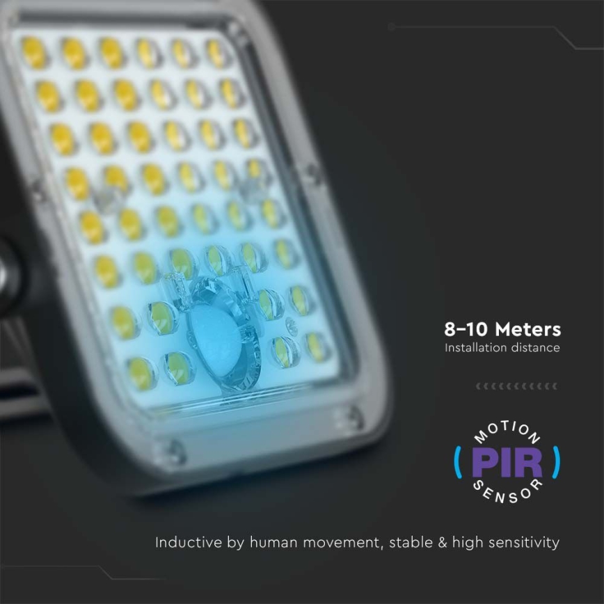 Soldrevet LED projektør med sensor LED/30W/6,4V 4000K + fjernbetjening