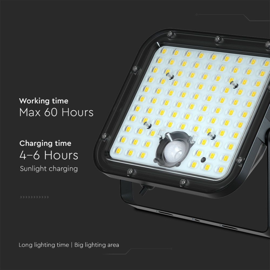 Soldrevet LED projektør med sensor LED/30W/6,4V 4000K + fjernbetjening