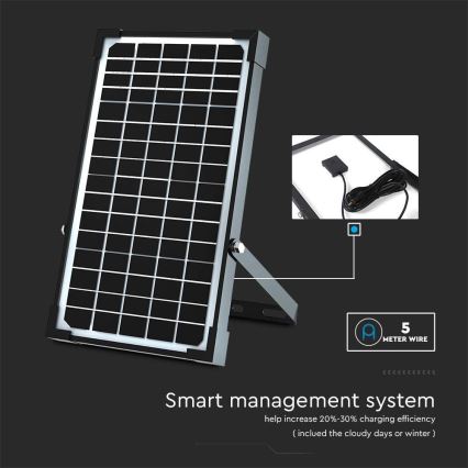 Soldrevet LED projektør med sensor LED/30W/6,4V 4000K + fjernbetjening