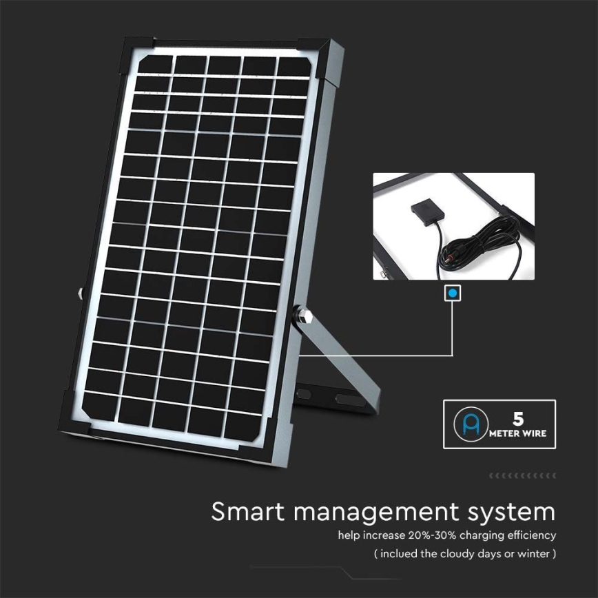Soldrevet LED projektør med sensor LED/30W/6,4V 4000K + fjernbetjening