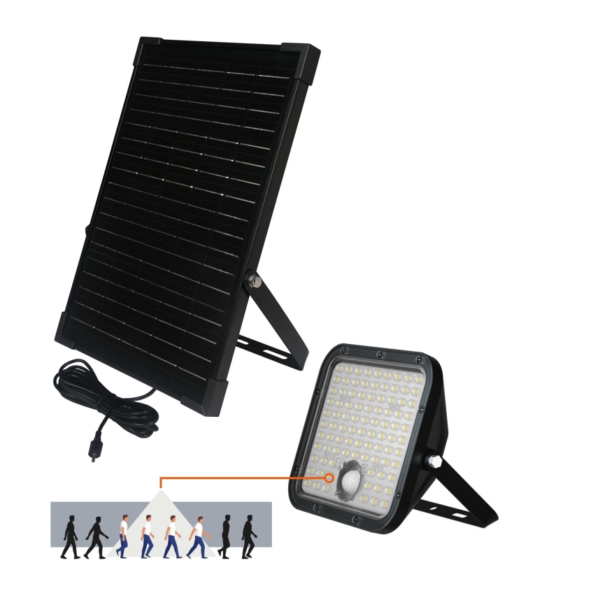 Soldrevet LED projektør med sensor LED/30W/6,4V IP65 3000/4000K 6000 mAh + fjernbetjening