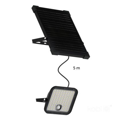 Soldrevet LED projektør med sensor LED/30W/6,4V IP65 3000/4000K 6000 mAh + fjernbetjening