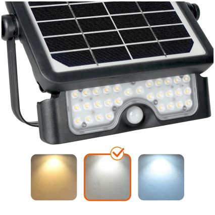 Soldrevet LED projektør med sensor LED/5W/3,7V 4000K IP65 3000 mAh