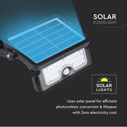 Soldrevet LED projektør med sensor LED/5W/3,7V IP65 4000K 3000 mAh