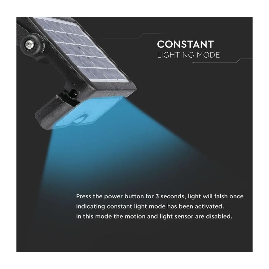Soldrevet LED projektør med sensor LED/5W/3,7V IP65 4000K 3000 mAh