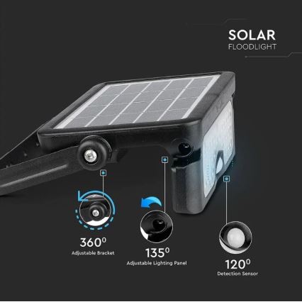 Soldrevet LED projektør med sensor LED/5W/3,7V IP65 4000K 3000 mAh