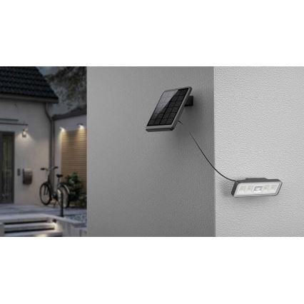 Soldrevet LED projektør med sensor LED/8W/3,7V 2000 mAh IP54 sort