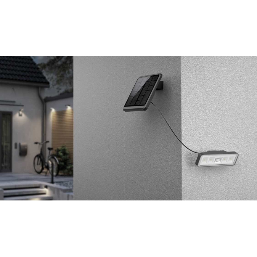 Soldrevet LED projektør med sensor LED/8W/3,7V 2000 mAh IP54 sort