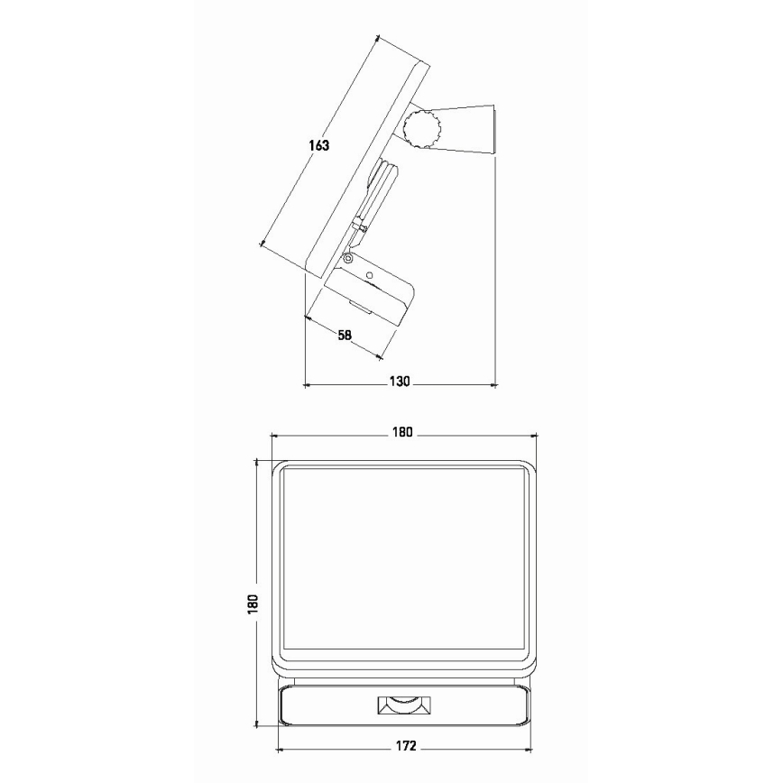 Soldrevet LED projektør med sensor LED/8W/3,7V 2000 mAh IP54 sort