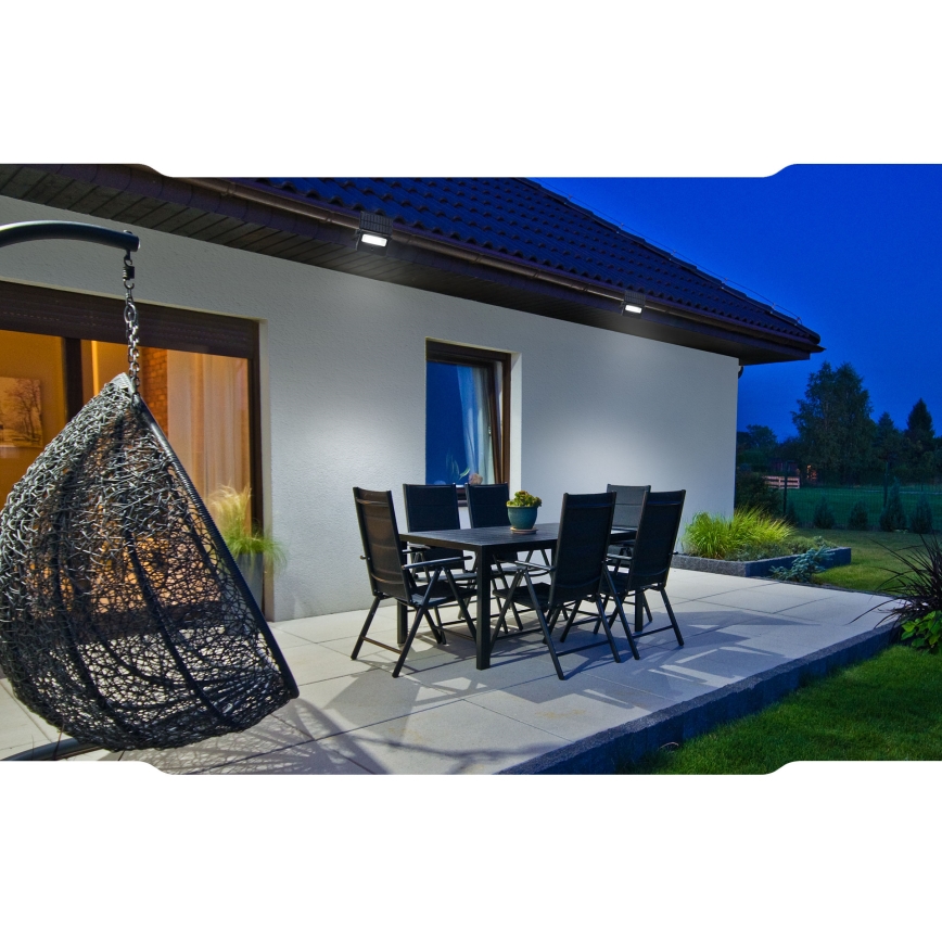 Soldrevet LED projektør m. bevægelses- og skumringssensor NOCTIS LED/2W/1800 mAh 3,7V 6000K IP65