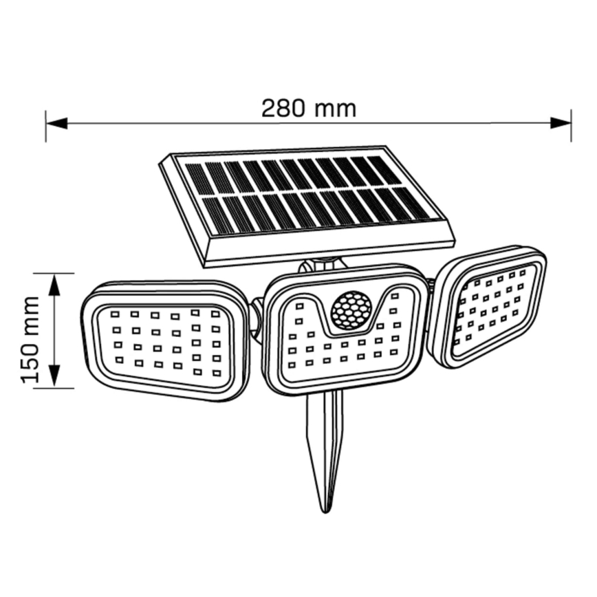Soldrevet LED projektør med sensor TRIO LED/0,6W/3,7V 1200 mAh IP44