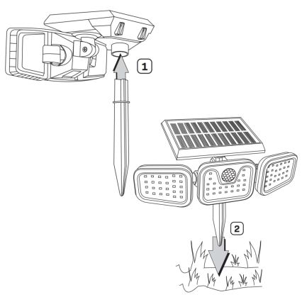Soldrevet LED projektør med sensor TRIO LED/0,6W/3,7V 1200 mAh IP44