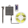 Soldrevet LED strip dæmpbar LED/1,2W/3,7V 3000K IP67 1500 mAh 5 m + fjernbetjening