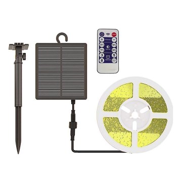 Soldrevet LED strip dæmpbar LED/1,2W/3,7V 3000K IP67 1500 mAh 5 m + fjernbetjening