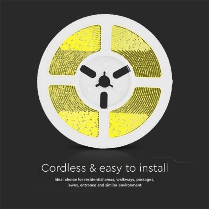 Soldrevet LED strip dæmpbar LED/1,2W/3,7V 3000K IP67 1500 mAh 5 m + fjernbetjening