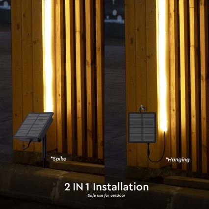 Soldrevet LED strip dæmpbar LED/1,2W/3,7V 3000K IP67 1500 mAh 5 m + fjernbetjening