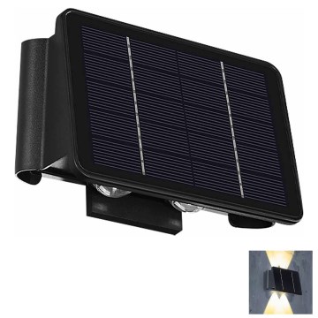 Soldrevet LED væglampe 4xLED/1,5W/3,7V 1500 mAh IP54 sort