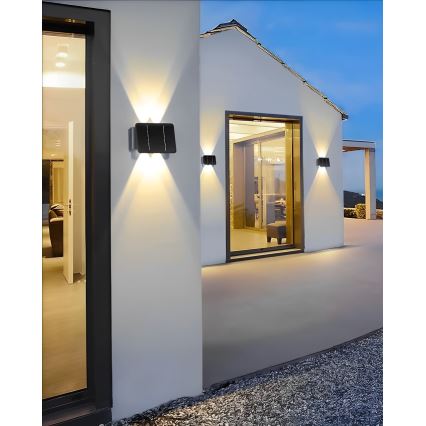 Soldrevet LED væglampe 4xLED/1,5W/3,7V 1500 mAh IP54 sort