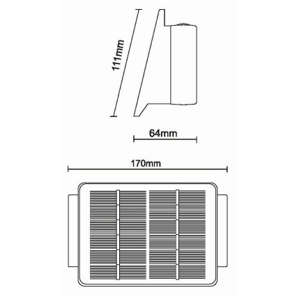 Soldrevet LED væglampe 4xLED/1,5W/3,7V 1500 mAh IP54 sort