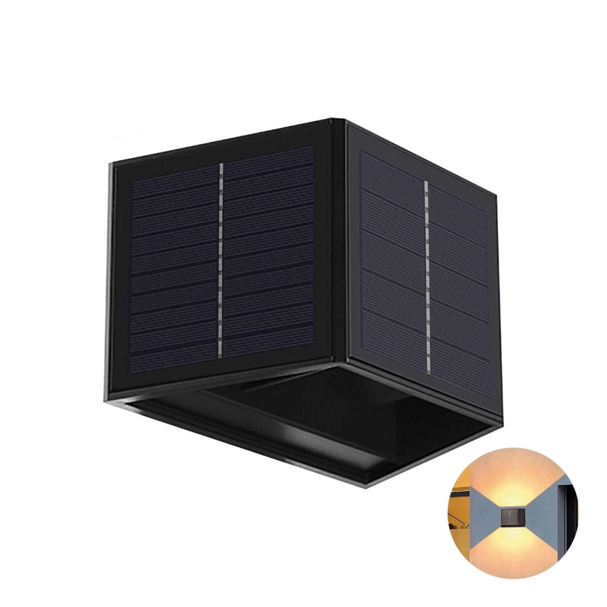 Soldrevet LED væglampe CUBUS 2xLED/1,5W/3,7V 1500 mAh IP54