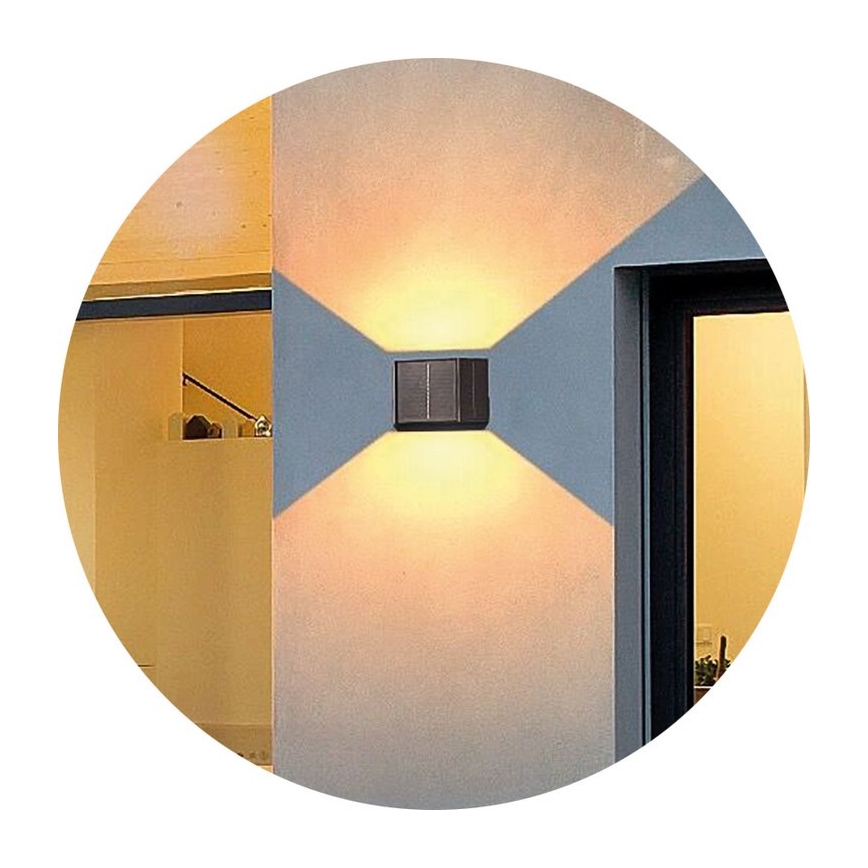 Soldrevet LED væglampe CUBUS 2xLED/1,5W/3,7V 1500 mAh IP54