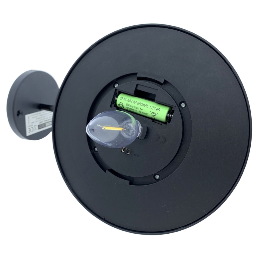 Soldrevet LED væglampe LED/0,5W/1,2V 600 mAh IP44 sort