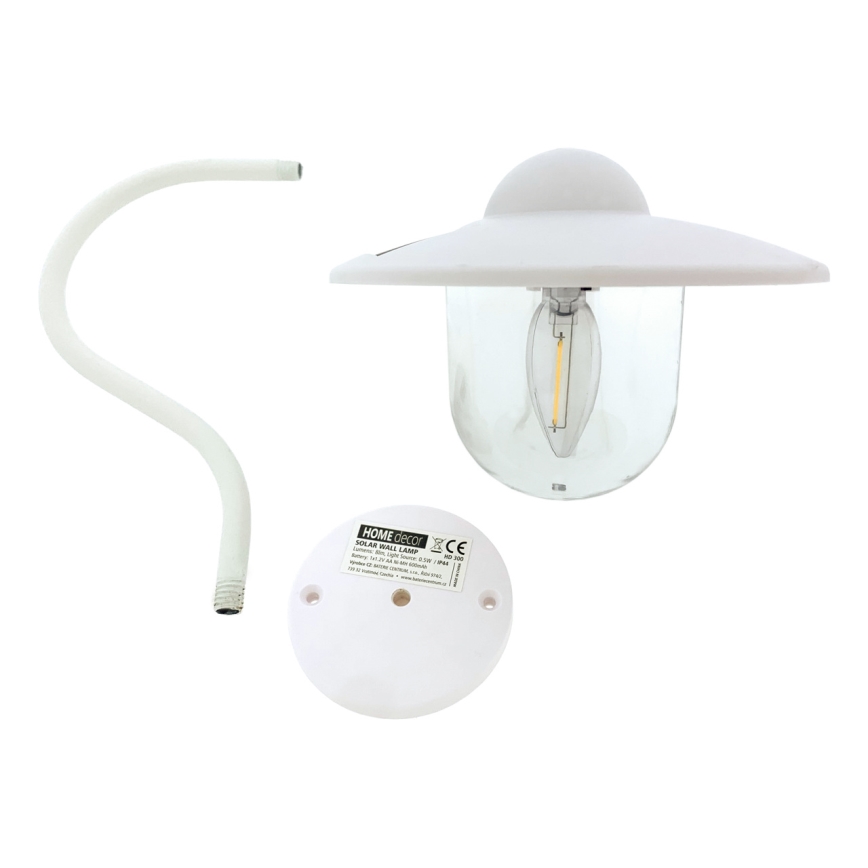 Soldrevet LED væglampe LED/0,5W/1,2V 600 mAh IP44 hvid