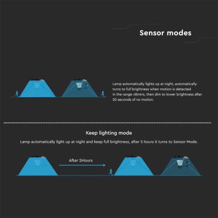 Soldrevet LED væglampe med sensor LED/15W/3,2V 4000K/6000K IP65